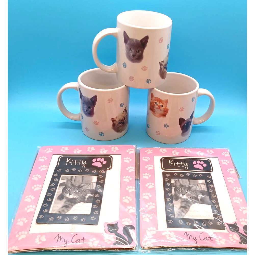 Cat Lover Gift Set- Cat Mug Set with Magnetic Cat Photo Frames